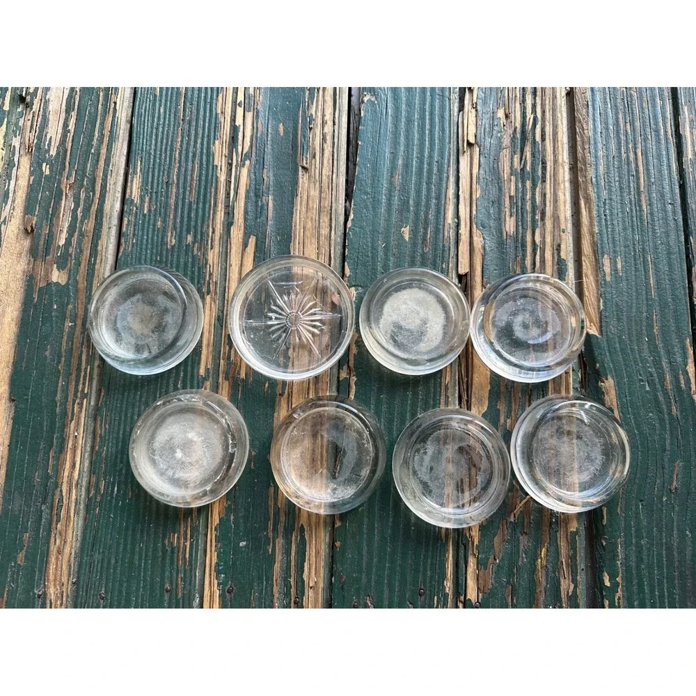 Vintage Hazel Atlas Glass Furniture Coasters Set‎ of 8 Starburst Clear Glass